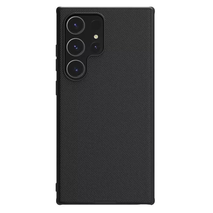 Husa de protectie compatibila cu Samsung Galaxy S24 Ultra, Suprafata matuita, FONIX Casual Protection, Bumper anti-alunecare, Constructie rigida, TPU si policarbonat, Oleofoba, Margini ridicate, Negru