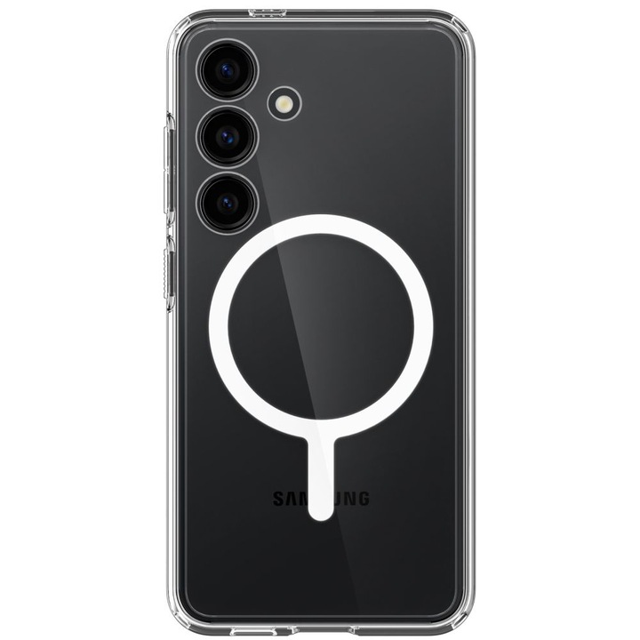 Калъф MagSafe, съвместим със Samsung Galaxy S24, FONIX MagSafing HardEdge, броня против приплъзване, повдигнати ръбове, тънък, съвместим с безжично зареждане, прозрачен