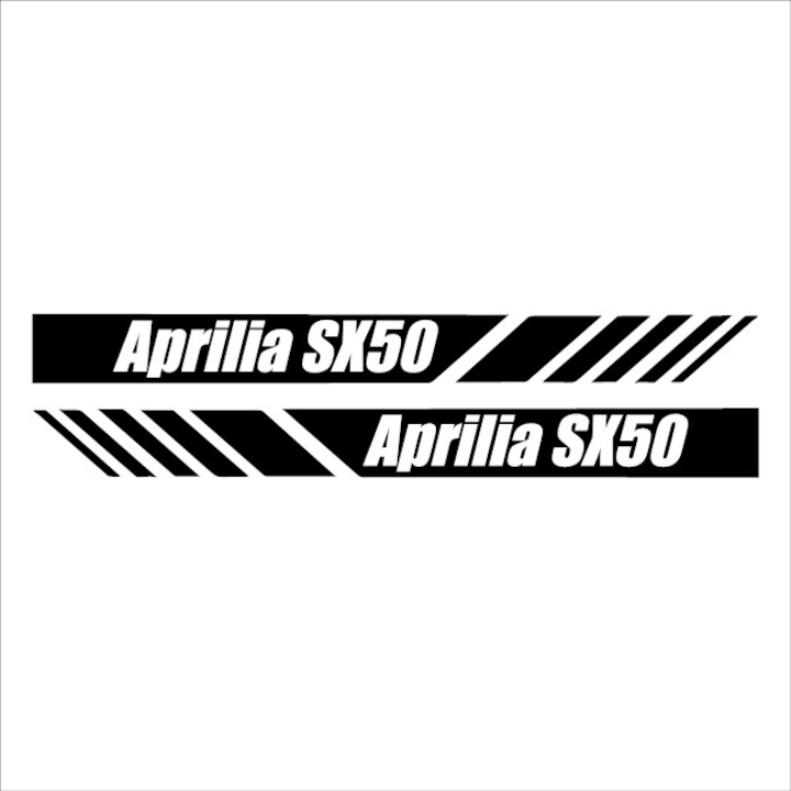 Matrica x2, Aprilia SX50 Stripe, Fekete, 25cm