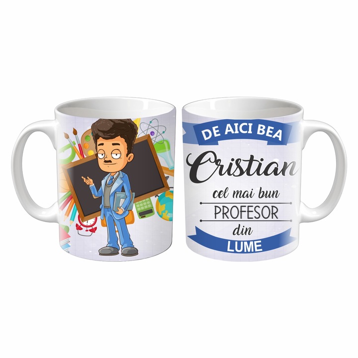 Cana Profesor, Inedit Print, CP107, Ceramica, Alb, 330 ml