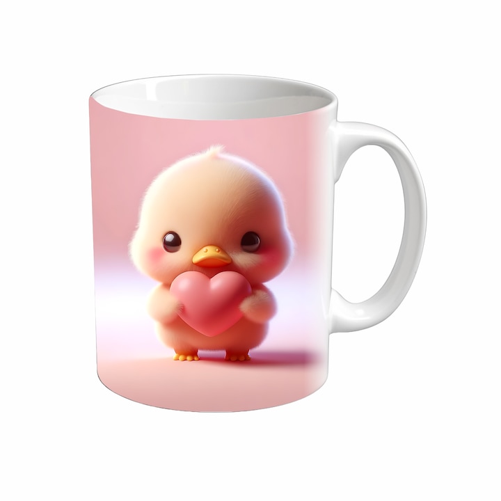Cana Adorable, Inedit Print, CP98V4, Ceramica, Alb, 330 ml