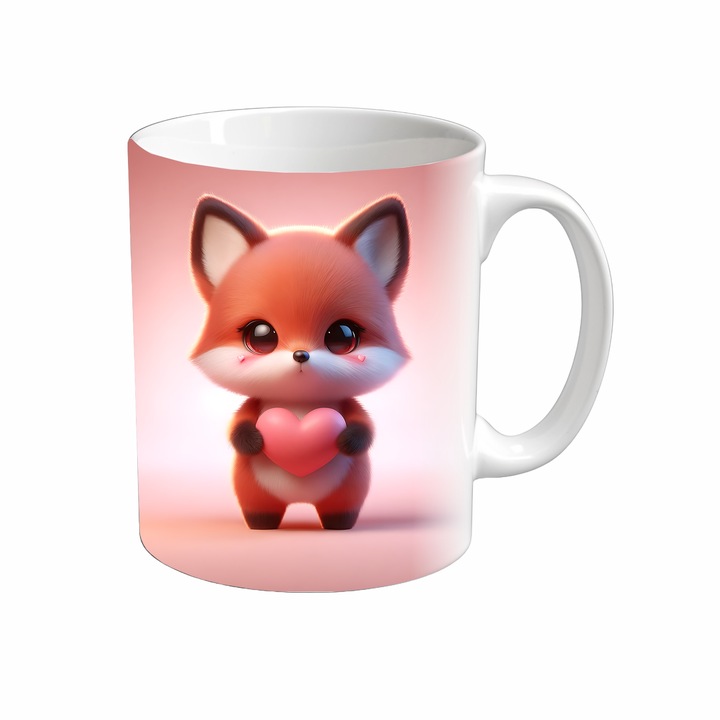 Cana Adorable, Inedit Print, CP98V6, Ceramica, Alb, 330 ml