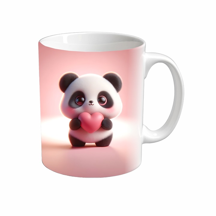 Cana Adorable, Inedit Print, CP98V8, Ceramica, Alb, 330 ml