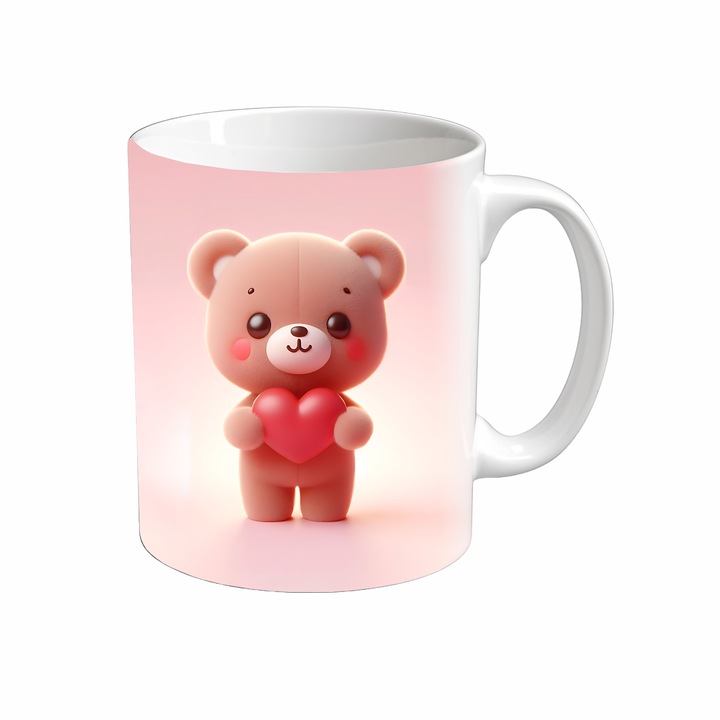 Cana Adorable, Inedit Print, CP98V15, Ceramica, Alb, 330 ml