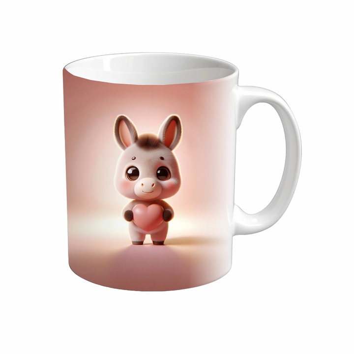 Cana Adorable Animals, Inedit Print, CP99V4, Ceramica, Alb, 330 ml