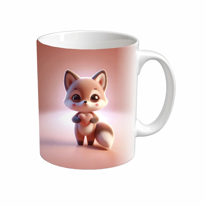 Cana Adorable Animals, Inedit Print, CP99V5, Ceramica, Alb, 330 ml