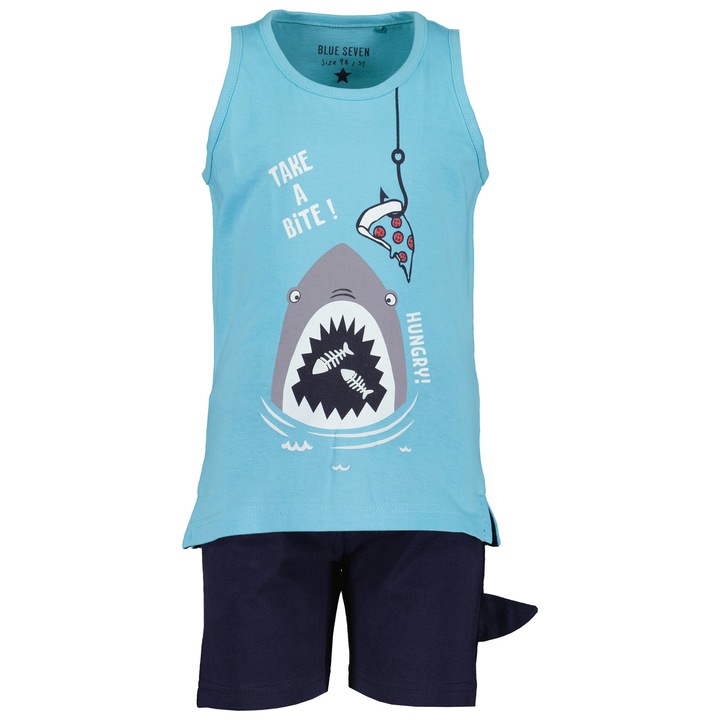 Compleu maiou si pantaloni Baieti, Blue Seven, 301999386, Bumbac, Albastru