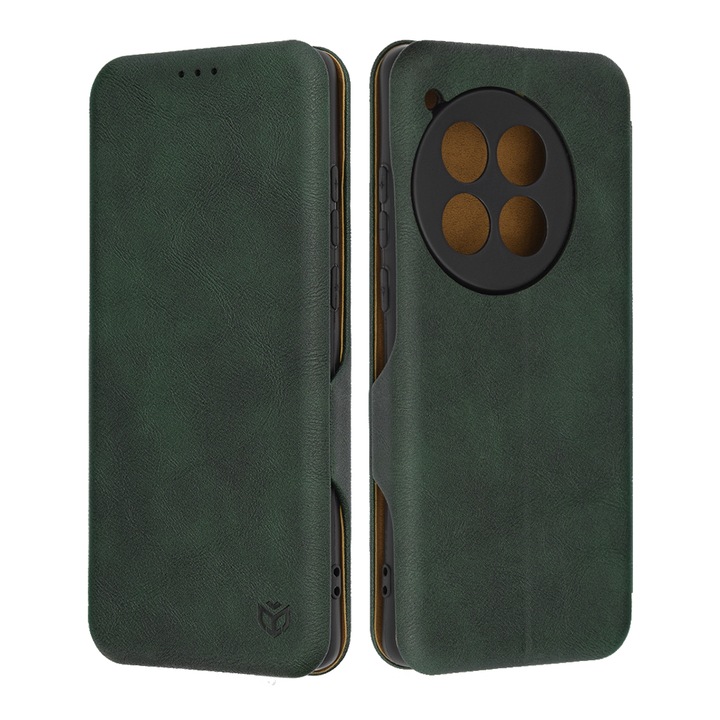 Защитен флип капак, съвместим с OnePlus 12, Safe Wallet Plus, екологична кожа, тъмнозелен