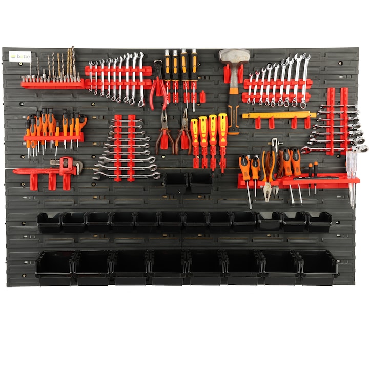 Tabla de perete pentru scule, Botle, 115x78 cm Negru & Negru
