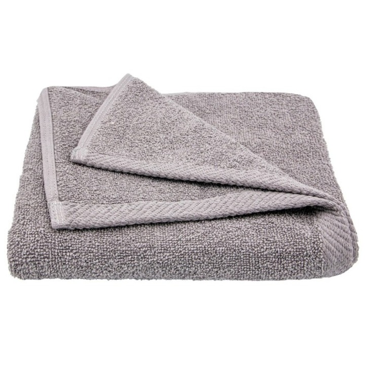 Висококачествена памучна дорсет кърпа, 400 Gr/Mp, 70 X 140 см, светло сив цвят