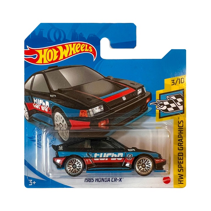 Masinuta metalica Hot Wheels, 1985 Honda CR-X, 1:64, Negru