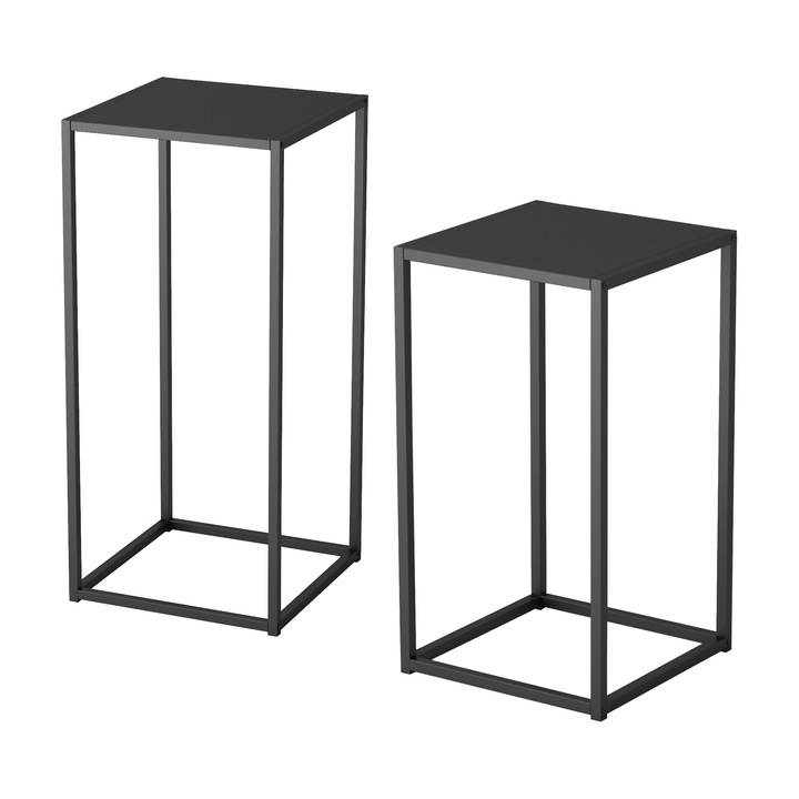 Set 2 masute, en.casa, PXSL-0246 Åseral, 74 x 34 x 34 cm, otel, negru, design turn