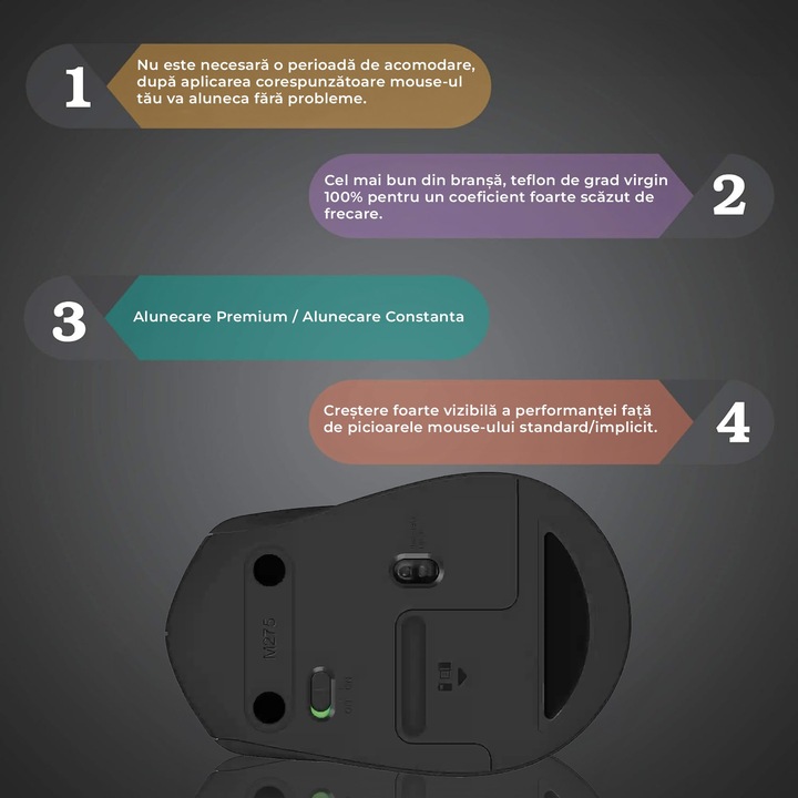 Talpa autoadeziva de schimb pentru Mouse Logitech M275, M330, M280 glisare lina, mouse feet, picioruse de schimb, Gaming, Office