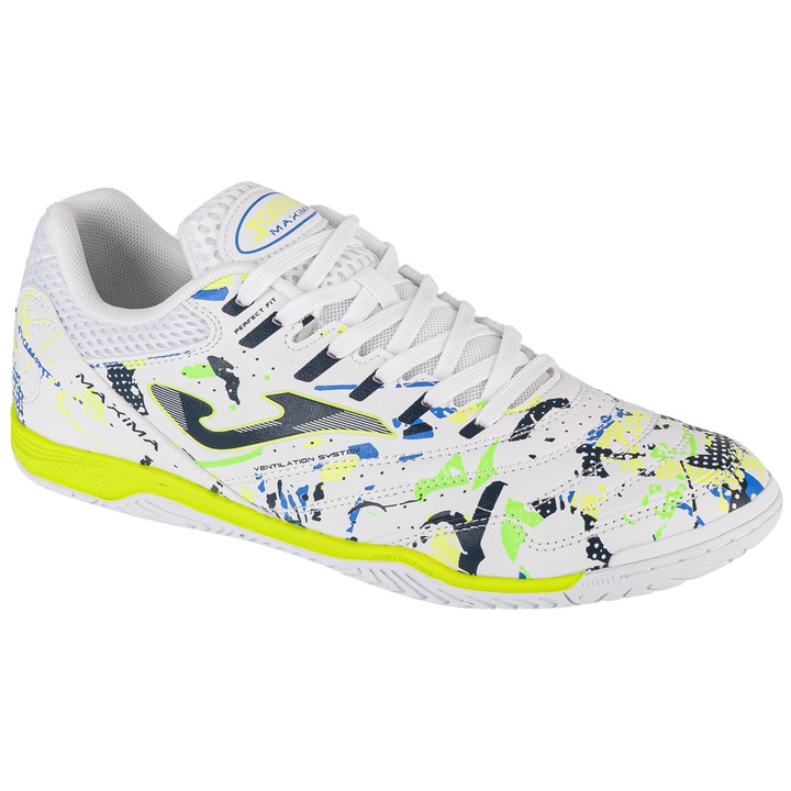 Ghete fotbal Maxima pentru teren sala MAXS2432IN, Joma, 43 EU, Alb-Roz fluorescent