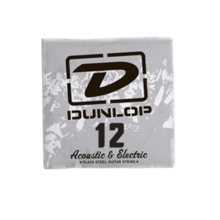 Единична стоманена струназа китара, Dunlop, DPS12, Подходяща за електрическа и акустична, 012