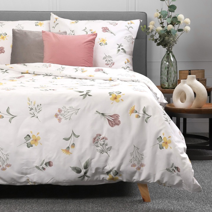 Lenjerie de pat PRIMA din bumbac cu flori 220x200 cm HOMLA