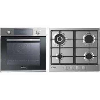 Pachet Cuptor incorporabil Candy FCP605X_E, Electric, 65 l, Display, Grill, Display, Clasa A+, Inox + Plita incorporabila Candy CHG6BR4WX, Gaz, 4 arzatoare, Aprindere electrica, Siguranta arzatoare, 60 cm, Inox