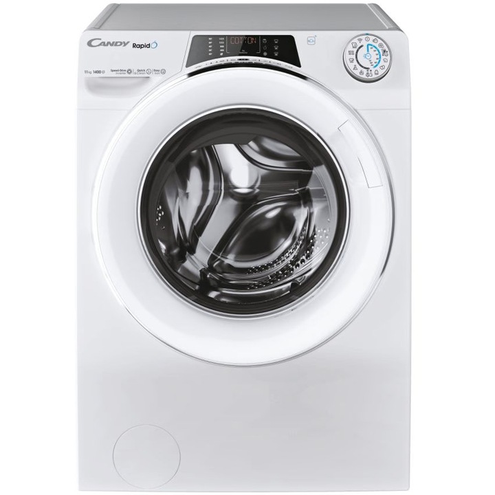 Candy Rapid'O RO14116DWMCT/1-S mosógép, 11 kg, 1400 ford./perc, Motor sebességváltó, Wi-Fi/hOn alkalmazás, A energiaosztály, gőz, Quick&Clean technológia, fehér