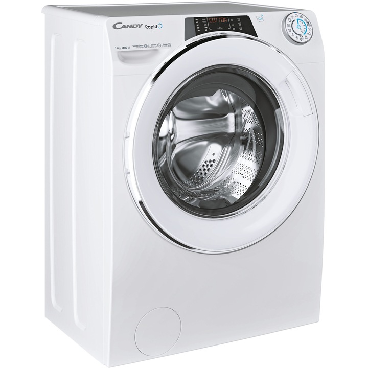 Masina de spalat rufe Candy Rapid’O RO14116DWMCT/1-S, 11 kg, 1400 rpm, Motor Speed Drive Inverter, Wi-Fi/hOn app, Clasa A, Steam, Quick&Clean Technology, Alb