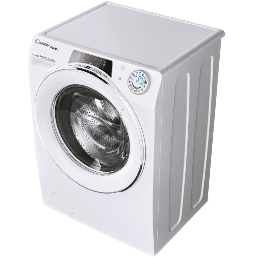 Masina de spalat rufe cu uscator Candy Rapid’O ROW4966DWMCT\1-S, Spalare 9 kg / Uscare 6 kg, 1400 rpm, Motor Speed Drive Inverter, Wi-Fi/ hOn app, Clasa A, Steam, Quick&Clean Technology, Alb