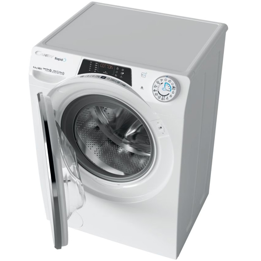 Masina de spalat rufe cu uscator Candy Rapid’O ROW4966DWMCT\1-S, Spalare 9 kg / Uscare 6 kg, 1400 rpm, Motor Speed Drive Inverter, Wi-Fi/ hOn app, Clasa A, Steam, Quick&Clean Technology, Alb