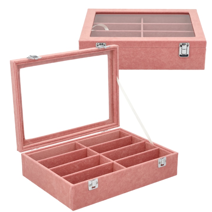 Set Cutie Pentru 8 Ochelari, Korbi, G30, 34x24.5x8.5 cm, Acoperire Moale, Capacitate Mare - Cutie-Ul Poate Contine Pana La 8 Perechi De Ochelari, Utilizare Universala, Executie Solida - Protectie De Lunga Durata Si Aspect Elegant