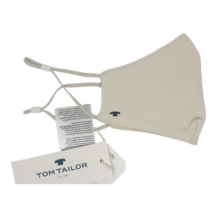 Маска за лице, Tom Tailor, памучна, бежава, 2 слоя