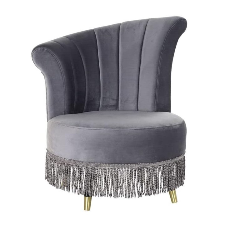 Fotel DKD Home Decor, szürke, fa és poliészter, 77 x 63 x 83 cm