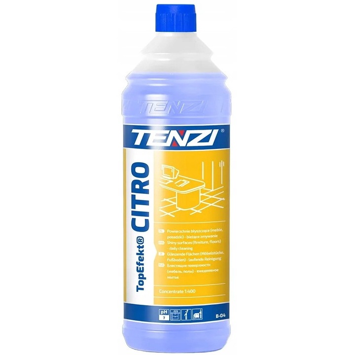 Solutie de curatat pentru suprafete lucioase, Tenzi, TopEfekt Citro, parfum de citrice, 1L