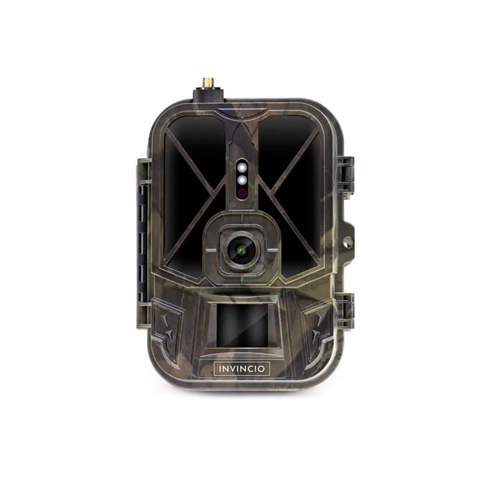Invincio HD Wildfire vadászkamera, vadfigyelő, 4K felbontás, 4G funkció telefon SIM-kártyával, 2 hüvelykes képernyő, vízálló, IP66 védelem, 30 m IR éjjellátó, 36 MP fotó, terepszín
