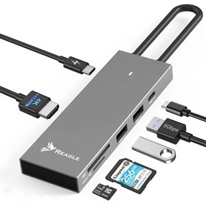 Hub Adaptor Type C USB-C HDMI 4K 60Hz 2K 144Hz Reagle 2X USB C PD 100W USB 3.2 cititorul de carduri