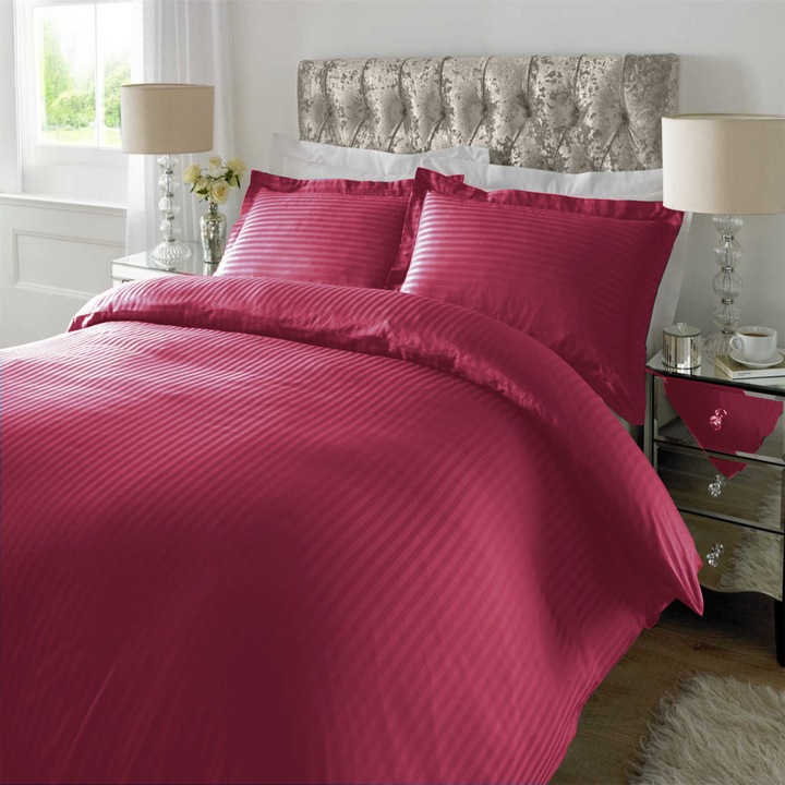 King méretű franciaágynemű Damaszkusz Policotton csíkos 1 cm, 4 db, lepedő 230x260 cm, lepedő 200x230 cm, 2 párnahuzat 50x70 cm Vörös perzsa