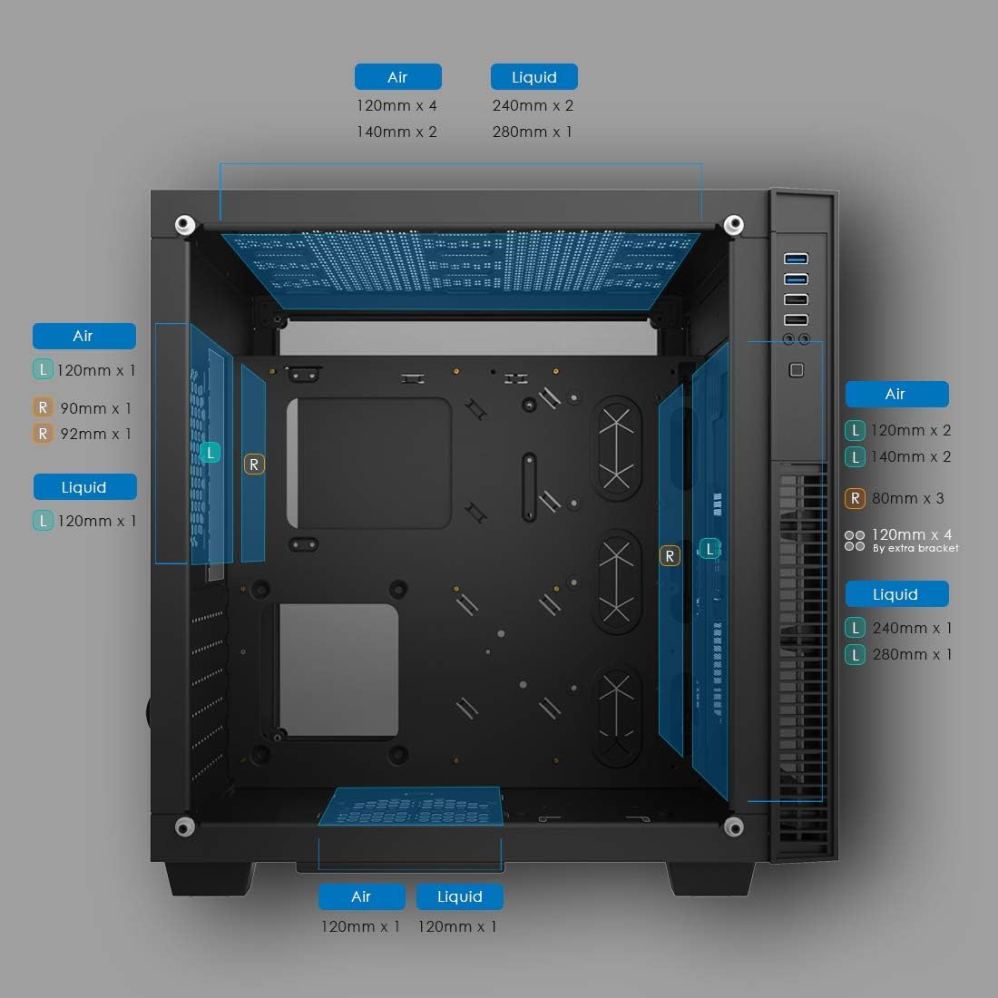 Carcasa Anidees AI Crystal Cube AR V3 pentru gaming EATX/ATX, cu doua ...