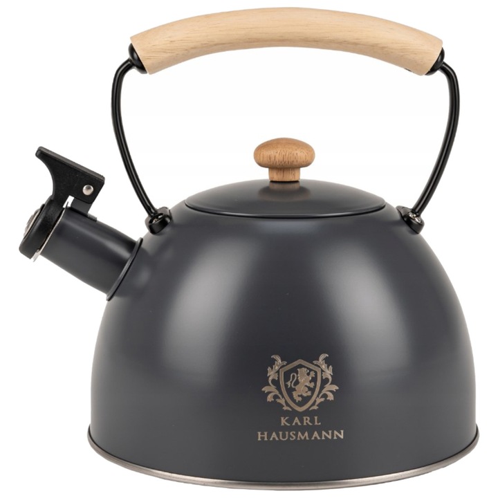 Vízforraló síppal, űrtartalom 2,5 l, Karl Hausmann, Sandra, rozsdamentes acél, szürke