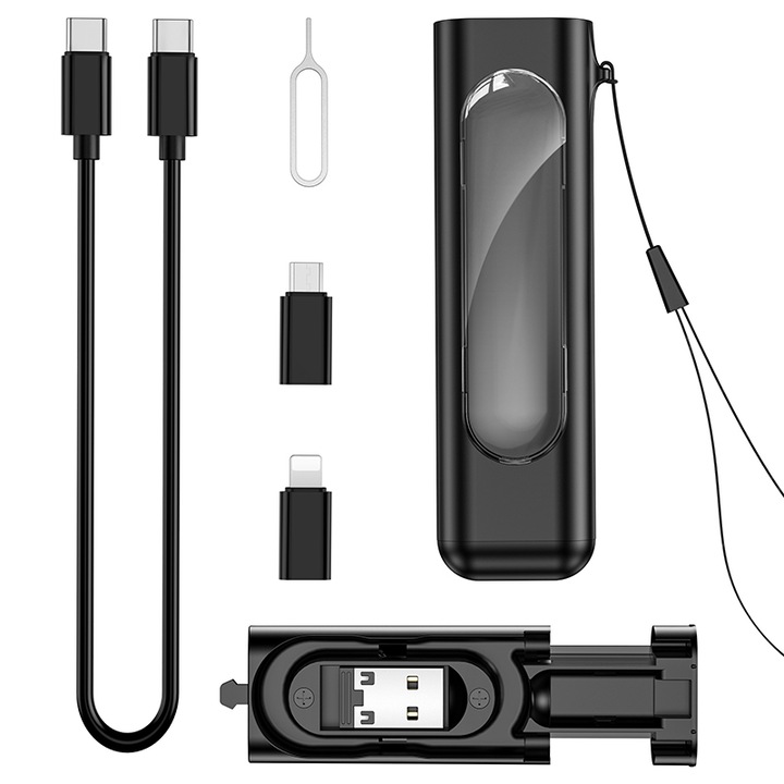 Adaptor 3 in 1, Borofone, USB C si pin SIM, Negru
