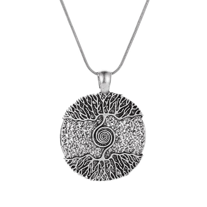 Lánc életfa medállal, viking mitológia modell, párhuzamos univerzum téma, uniszex, ezüst, EFAYN