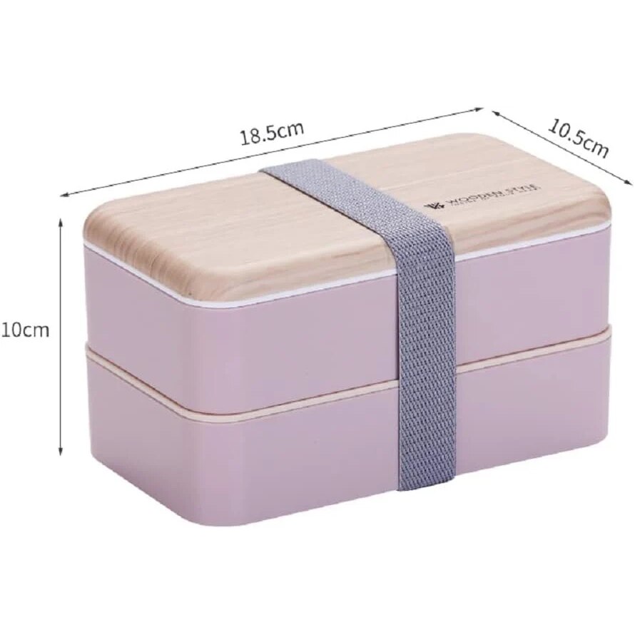 aokitchen♡ Cutie de pranz cu 2 nivele Homchen, plastic, roz, 18, 5 x 10, 5 x