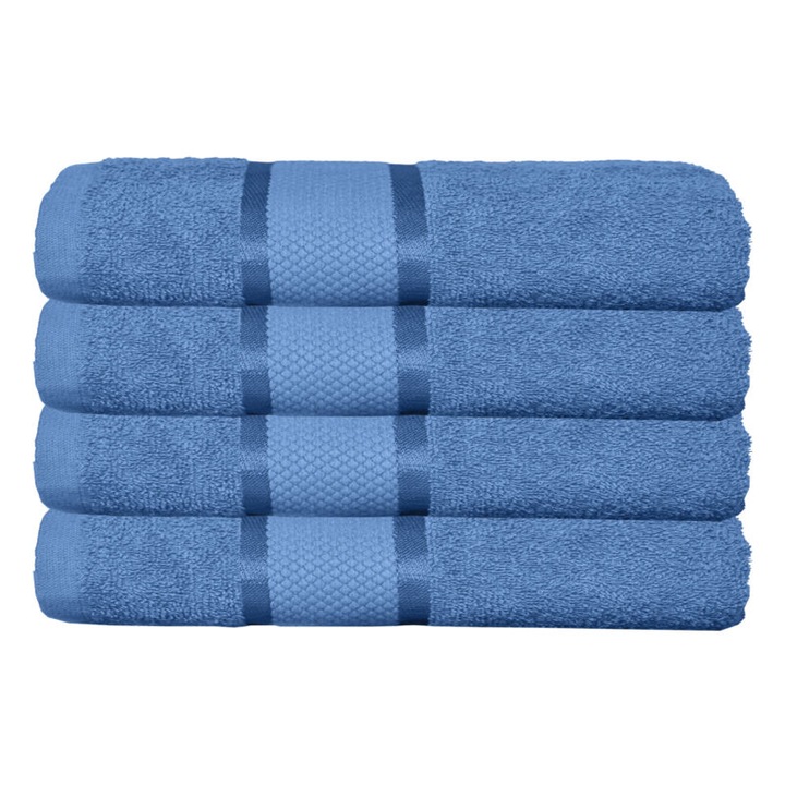Комплект 4 кърпи за ръце, памук, обикновен, 400g/m², 30x50cm, син