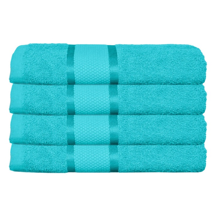 Комплект 4 кърпи за ръце, памук, обикновен, 400g/m², 30x50cm, тюркоаз