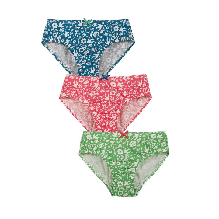 Set chilotei Polly, cu floricele (3 bucati), bumbac organic, multicolor, fete