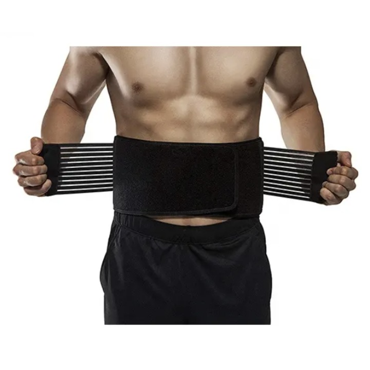 Centura lombara QUAL BRAND, cu turmalina si magneti, ajustabila, unisex, pentru sustinere a spatelui, marimea XL (103-120 cm), Neagra
