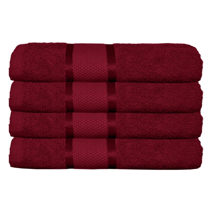 Комплект 4 кърпи за ръце, памук, 400g/m², 30x50cm, бордо