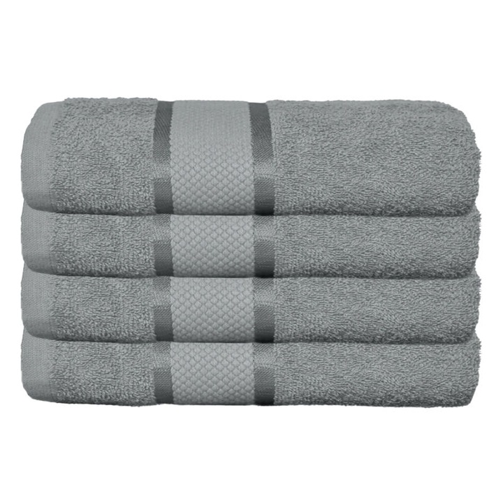 Комплект 4 кърпи за ръце, памук, обикновен, 400g/m², 30x50cm, сив