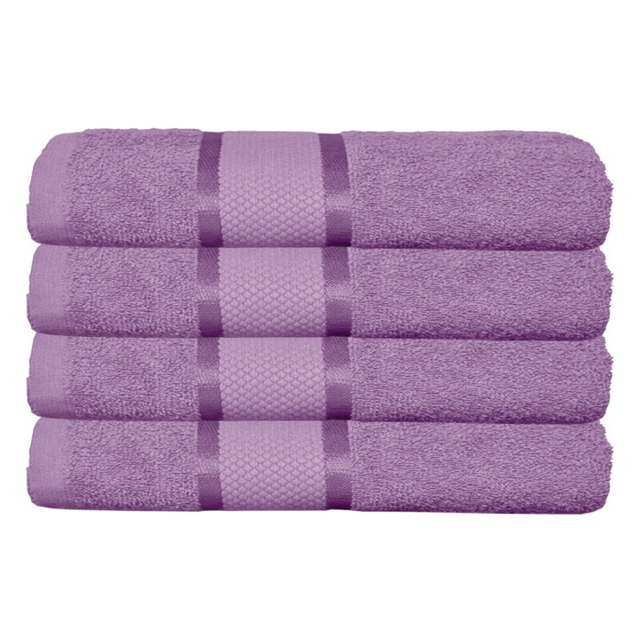 Комплект 4 кърпи за ръце, памук, обикновен, 400g/m², 30x50cm, лилав