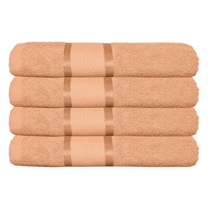 Комплект 4 кърпи за ръце, памук, обикновена, 400g/m², 30x50cm, праскова