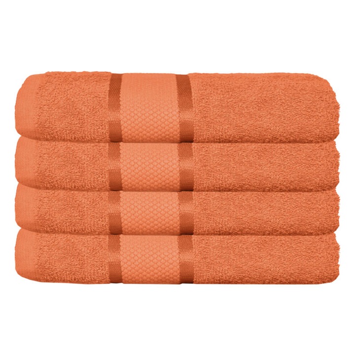Комплект 4 кърпи за ръце, памук, обикновен, 400g/m², 30x50cm, оранжев