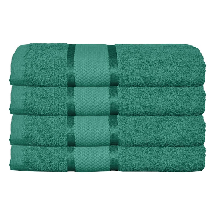 Комплект 4 кърпи за ръце, Памук, Обикновени, 400g/m², 30x50cm, Тъмнозелени