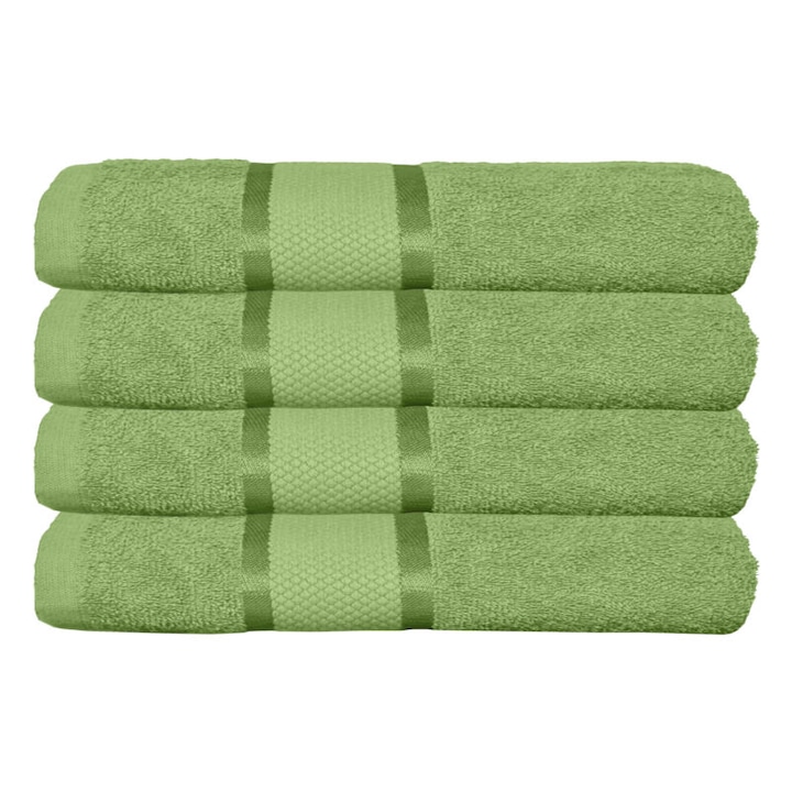 Set 4 prosoape de maini, Bumbac, Uni, 400g/m², 30x50cm, Verde Mar