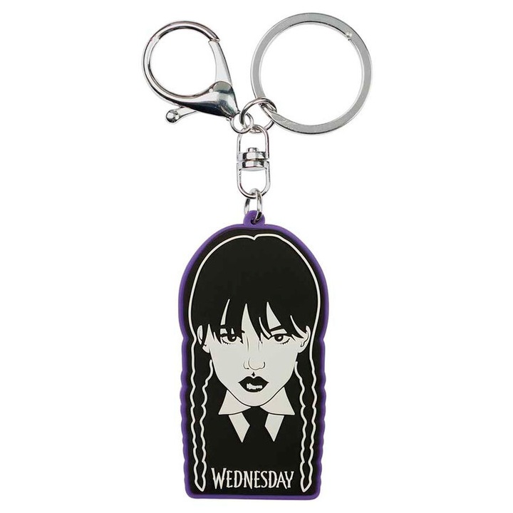 Breloc din cauciuc Wednesday Addams, inaltime 7 cm