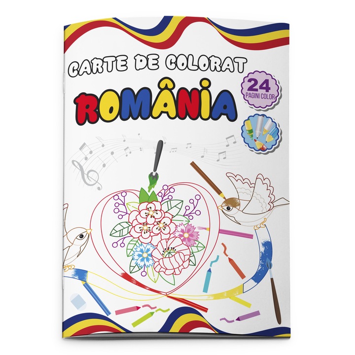 Carte de colorat Romania - contur A4, 24 pagini